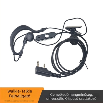 Walkie-Talkie headset kábel, finom fonat, tartós, 80 cm hosszú, 50 Ω impedancia, interferencia elleni védelem, akkumulátor nélkül