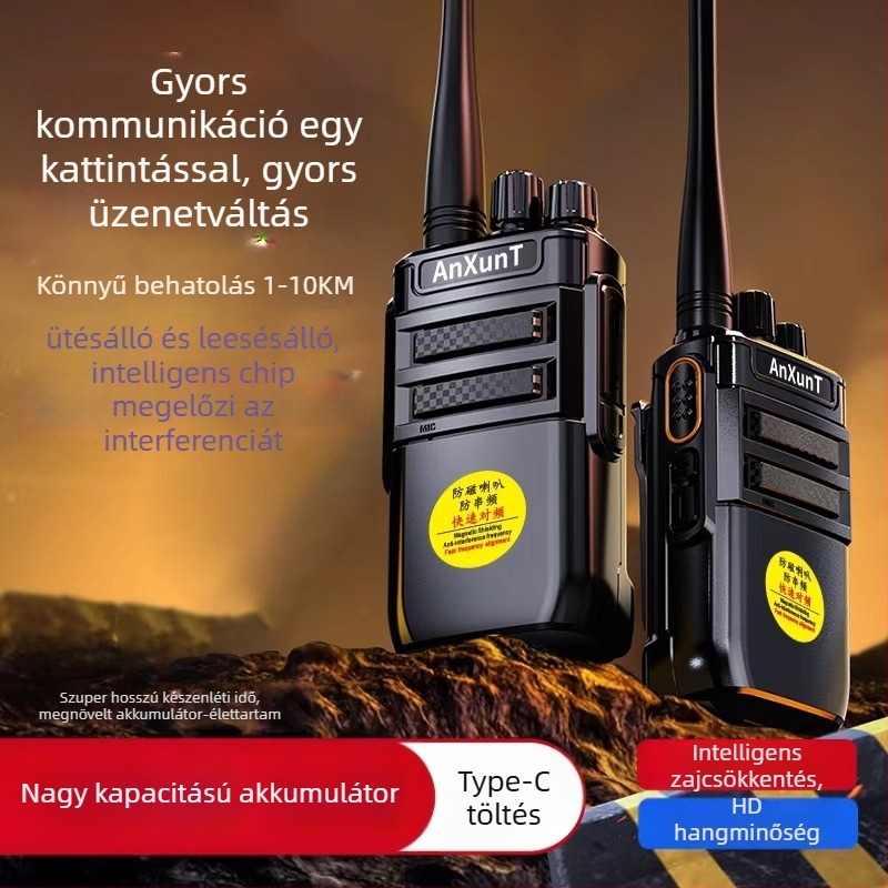 Kézi Walkie-Talkie, kültéri nagy teljesítmény (3–5 km hatótáv, 16 csatorna, anti-interferencia)