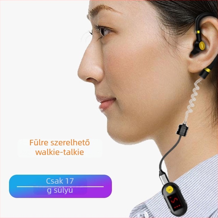 Fülre rögzíthető walkie-talkie interkom | 25 csatorna | RF teljesítmény 1W | Li-ion akkumulátor 1000mAh | hatótáv 1,5–3 km