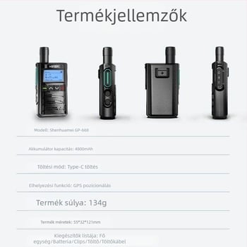 GP668 kézi rádió, 4G hálózat, több mint 50 km hatótáv, 16 csatorna, 4800 mAh akkumulátor