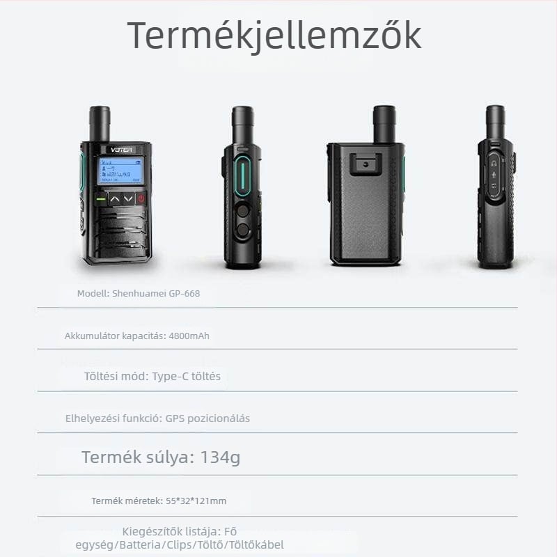 GP668 kézi rádió, 4G hálózat, több mint 50 km hatótáv, 16 csatorna, 4800 mAh akkumulátor