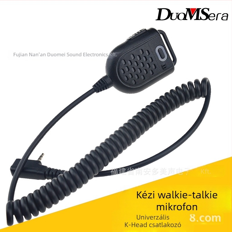 Walkie-Talkie mikrofon, kézi váll-mikrofon mini K-head, hatótáv 1,5 km alatt, impedancia 50 Ω, érzékenység 2,5, porálló, akkumulátor nélkül