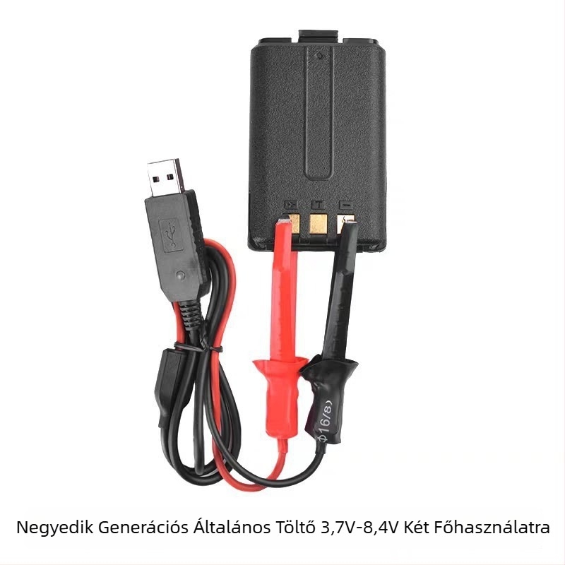 Walkie-Talkie töltő univerzális csipeszes kábellel, autós USB töltő, negyedik generációs univerzális töltő, 3.6-8.4V, kettős akkumulátor, csúszásmentes
