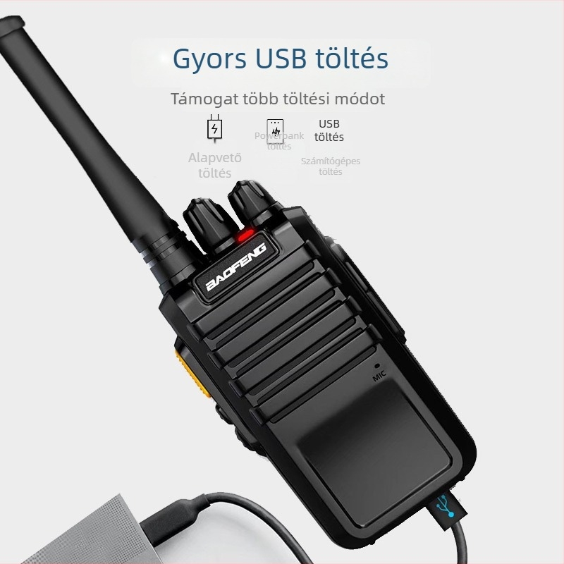 Baofeng M4 kézi rádió, 3–5 km hatótáv, 5 W kimenő teljesítmény, 16 csatorna, lítium-ion akkumulátor 1000 mAh, vízálló