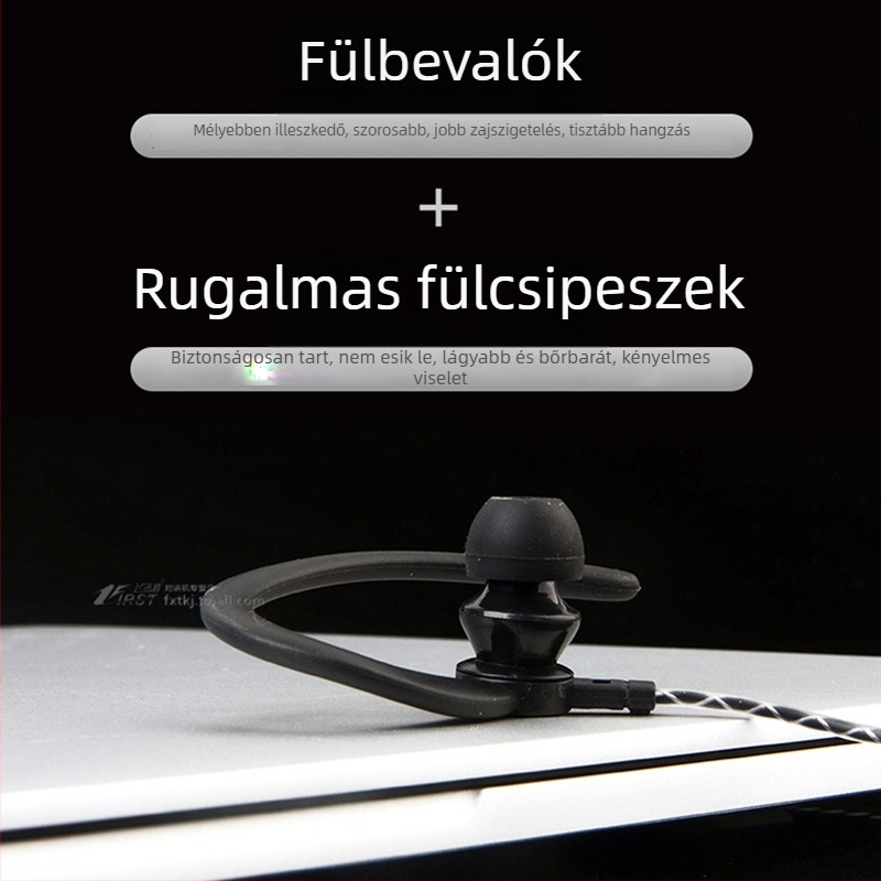 FeiXunteng audio headset PTT-vel, fülre akasztó, in-ear kialakítás, zajcsökkentés, akkumulátor nélkül, K-típusú rádióhoz, hatótáv 1,5–3 km