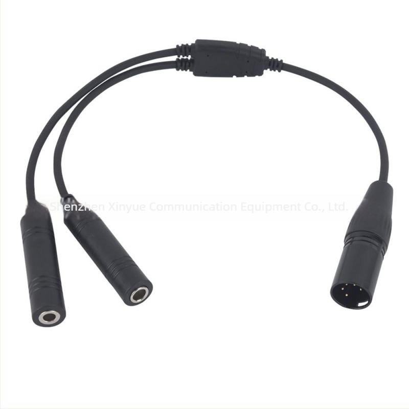 GA kettős dugaszú repülőgép headset adapter Airbus 5-pin XLR – 1,5–3 km kommunikációs távolság, akkumulátor nélkül, leesés elleni védelem
