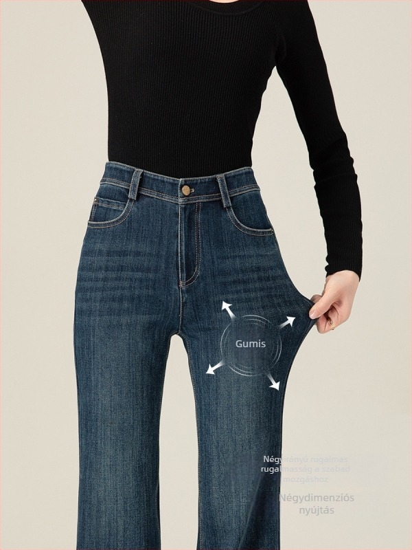 Női denim farmernadrág Lyocell keverékkel, magas derék, amerikai stílusú széles szárú fazon, retro szabás, elasztikus