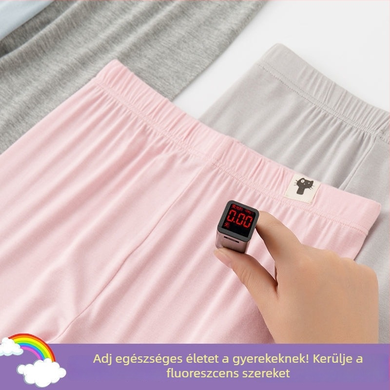 Kislányok Koreai-stílusú cropped leggings, karcsú szabás, középmagas derekú, Modal anyag (95% viszkóz), tavasz 2023, 3–8 éveseknek