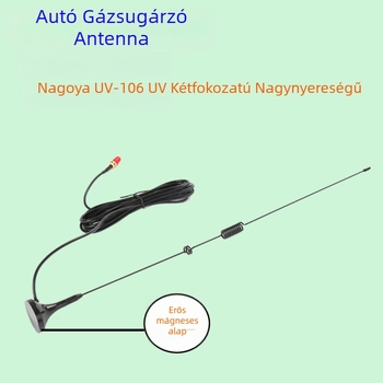 Nagoyaut-106Uv Nagoya Mini Autóantenna Baofeng UV-5R-hez, Két sáv, 134-174/400-470 MHz, 2,15x gain, 5-10 km hatótáv, SMA női/férfi csatlakozó