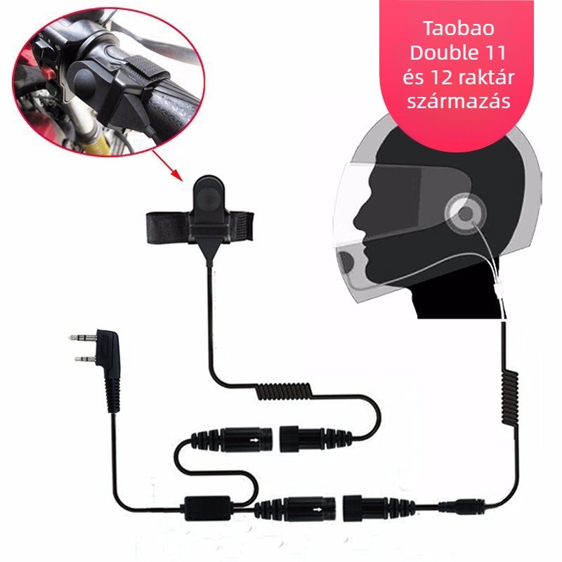 Walkie-Talkie sisakhoz fejhallgató PTT mikrofonnal, modell With Stick, elméleti hatótáv 1,5–3 km, akkumulátor nélkül, ütésálló