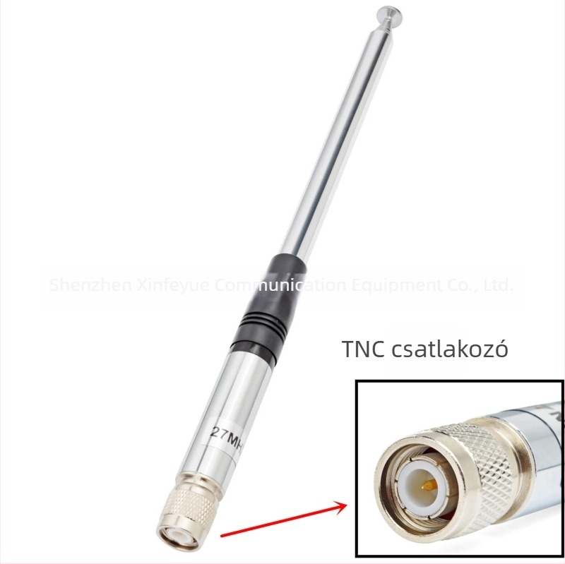 CB 27MHz antenna, TNC férfi csatlakozó, teleszkópos antenna, anti-interferencia, hatótávolság 10–50 km
