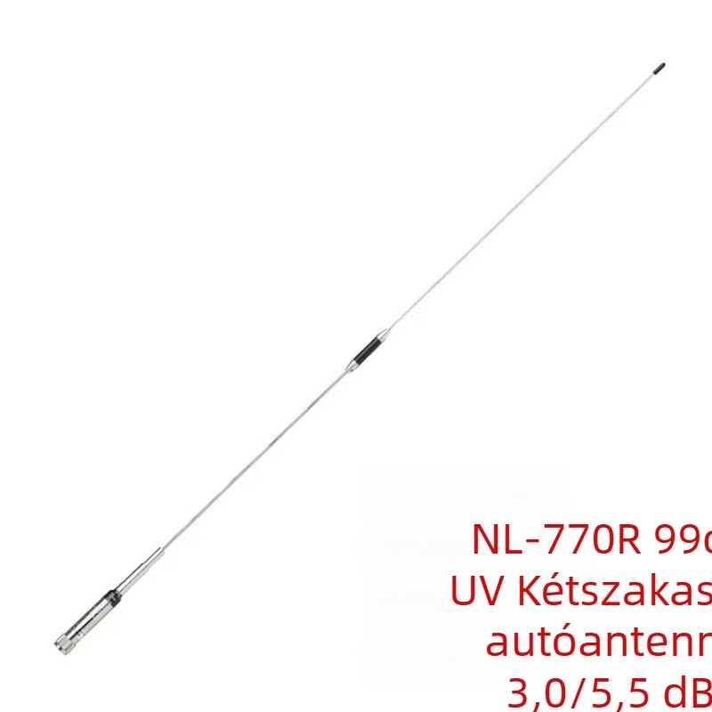NL-770R kettős sávú antenna autórádióhoz és tengeri walkie-talkie-hoz — 136–174/400–480 MHz, 10–50 km hatótávolság, zavar elleni védelem