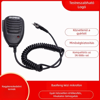 Walkie-talkie kézi és váll mikrofon csúszásmentes markolattal; hatótávolság 1,5 km-ig; nincs szükség elemekre