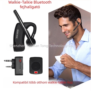 Walkie-Talkie Bluetooth fejhallgató K-típusú kettős csatlakozóval, hatótávolság akár 1,5 km, lítiumakkumulátor, interferencia elleni funkció