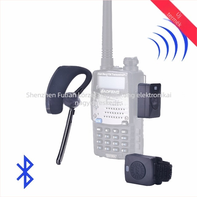 Baofeng UV-5R/UV-82/UV-888S/K-Head kompatibil Bluetooth fejhallgató Walkie-Talkie és adapter – porálló, hatótáv 1,5 km