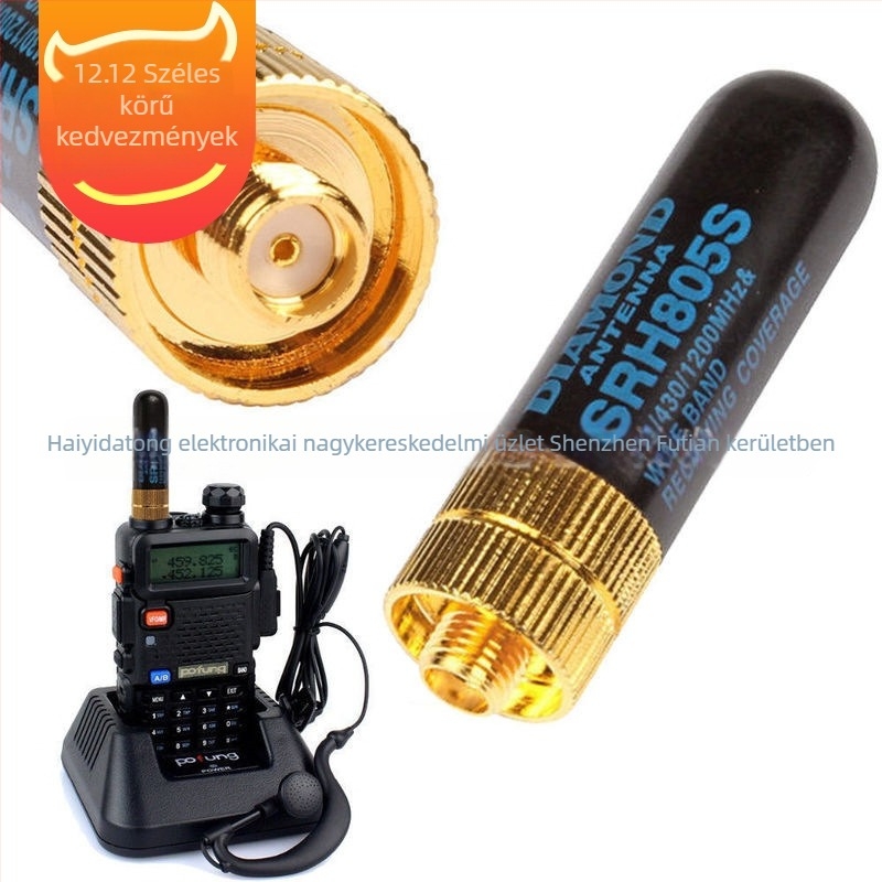 SRH-805S antenna Baofeng kézi walkie-talkie-hoz, kettős szegmens, 144/430 MHz, hatótáv 3-5 km, esésálló