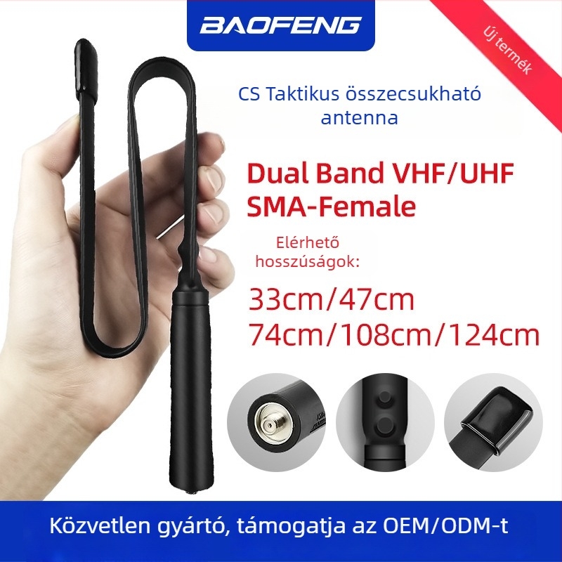 Walkie-Talkie antenna CS Folding Tactical Ruler, SMA női, 136–520 MHz, 3–5 km hatótáv