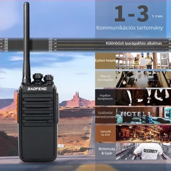 BF-E50 professzionális walkie talkie építkezésekhez, 16 csatorna, hatótáv 1.5–3 km, teljesítmény ≤5 W, Li-ion 1500 mAh