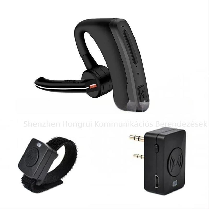 Walkie-Talkie Bluetooth headset, univerzális K-Head fülhurok fejhallgató, automatikus párosítás, UV5R UVK6 — hatótávolság 1,5 km, LiPo elem, porálló