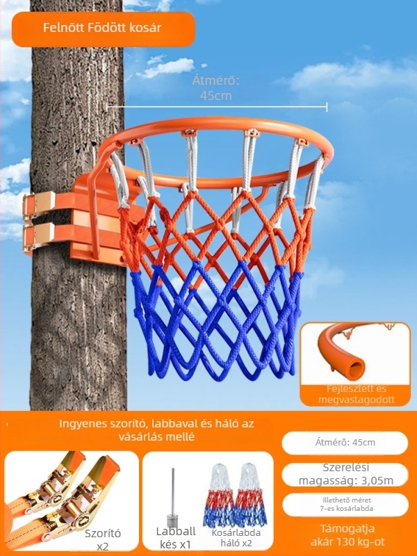 Falihoz rögzített kültéri kosárpalánk, fúrás nélkül, hordozható állvány gyermekeknek és felnőtteknek