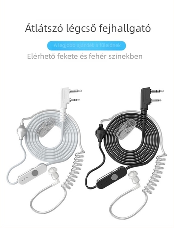 Fejhallgató walkie-talkie-hoz, univerzális K-head kompatibilitás; kábelhossz 80 cm; impedancia 2,5 Ω; érzékenység 1,5