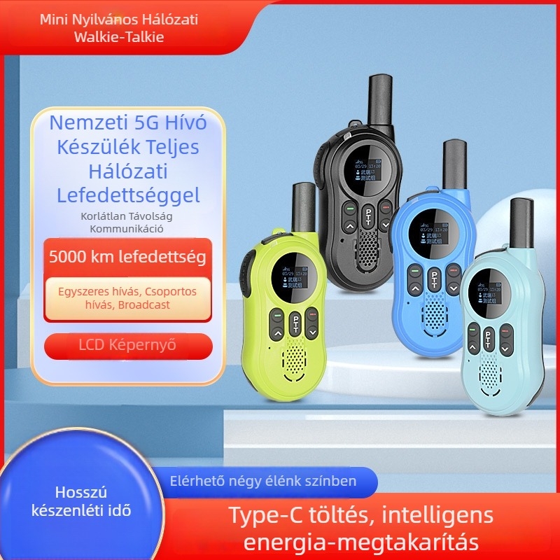 tdx Mini Walkie-Talkie 400–470 MHz, 5W, 16 csatorna, >50 km hatótáv, 6800 mAh Li-ion akkumulátor
