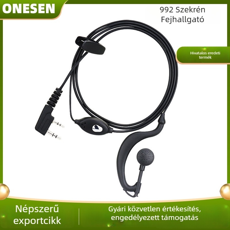 Baofeng kézibeszélő headset bőr kábellel – kompatibilis BF-888S/992/5R, porálló, akkumulátor nélkül, hatótáv 3–5 km