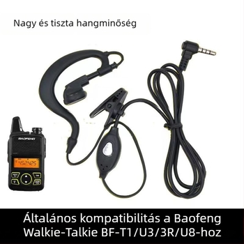 Baofeng T1 Walkie-Talkie fejhallgató, mini belső fülhallgató, vezetékes, interferencia elleni, hatótáv 3–5 km