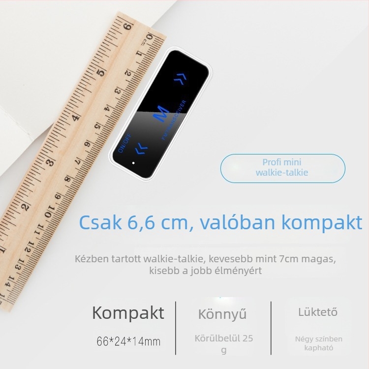 Mini walkie-talkie intercom, ultra vékony kivitel, 16 csatorna, frekvenciasáv 400-480, RF kimeneti teljesítmény 5, lítium akkumulátor
