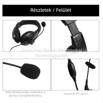 Fejre szerelt walkie-talkie fejhallgató, porálló, távolság 10–50 km, akkumulátor nélkül