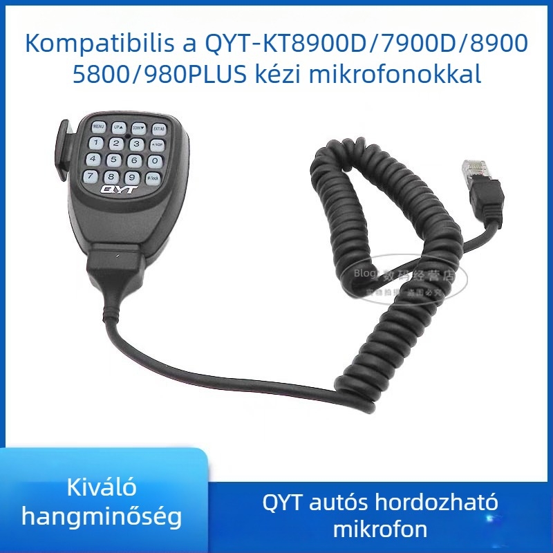 QYT Quanyitong KT-7900D autó rádió mikrofon, frekvenciasáv 136–174/400–480MHz, RF kimeneti teljesítmény 25W, 200 csatorna, hatótávolság 10–50 km