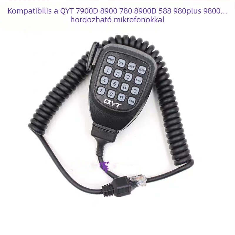 QYT Quanyitong KT-7900D autó rádió mikrofon, frekvenciasáv 136–174/400–480MHz, RF kimeneti teljesítmény 25W, 200 csatorna, hatótávolság 10–50 km