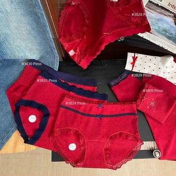 Pamut női bugyi antibakteriális, lélegző, alacsony derekú, virágos mintával és masnival