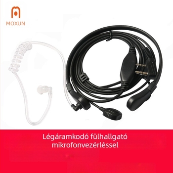 Walkie-Talkie fejhallgató UV-5R/K5/K6 nyakvezérléssel és taktikai PTT-vel, porálló, 150 cm kábel, hatótáv 1,5–3 km