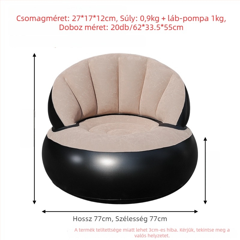Felfújható gömb alakú kanapé, egyszemélyes bean bag, összecsukható és hordozható