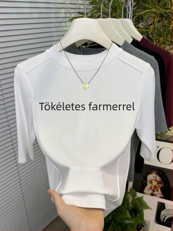 Női viszkóz anyagú, karcsúsított fazonú felső kerek nyakú és 3/4 hosszú ujjú