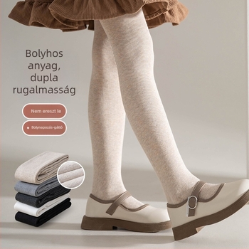 Őszi–téli vastag fleeces bélelt gyerek harisnya, függőleges csíkokkal, fehér táncos zokni