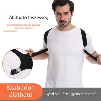 Testtartás-korrektor állítható vállpántokkal, hátsó támasztó öv, modell Humpback Correction Belt, anyag: neoprén + poliészter, minden évszakra alkalmas