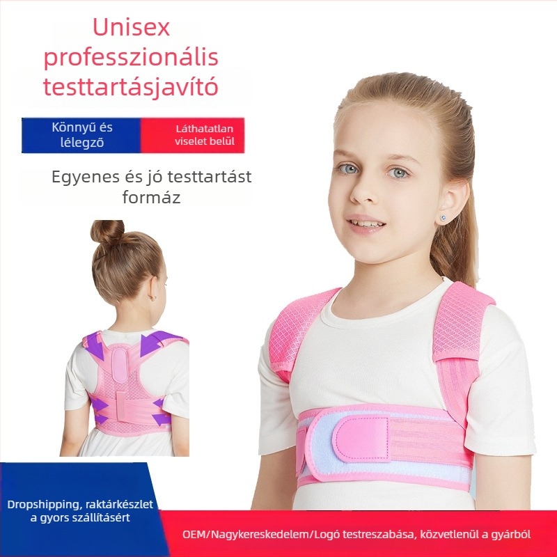 Légáteresztő testtartás-korrekciós öv vállak igazításával, univerzális diákok és gyerekek számára, ülő testtartás korrektor