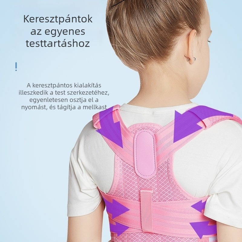 Légáteresztő testtartás-korrekciós öv vállak igazításával, univerzális diákok és gyerekek számára, ülő testtartás korrektor