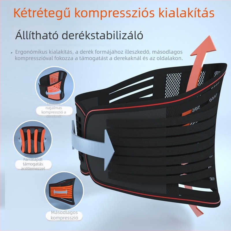 Légáteresztő deréköv acéllemez, uniszex, hálós anyag, önmelegedő nyári modell