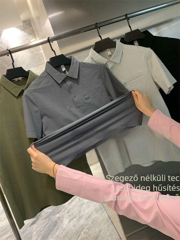 Férfi rövid ujjú póló, karcsú szabás, laminált anyag, lélegző és nedvszívó