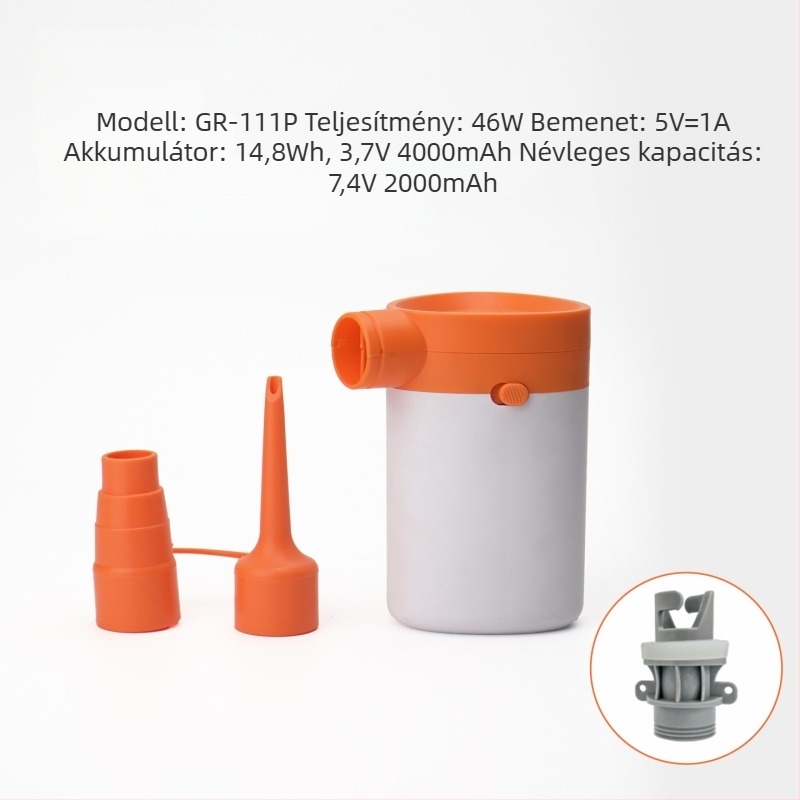 Felfújható kemping matrac, PVC felület, kétszintes kivitel, 3 kg súly, külső elektromos légpumpa