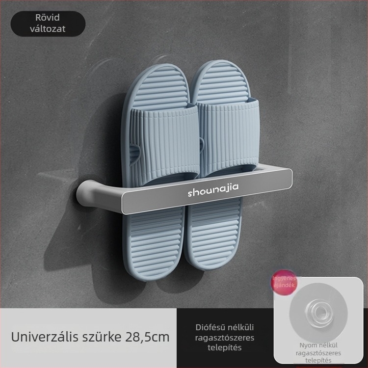 Műanyag törölközőtartó, falra szerelhető, fúrás nélküli, fürdőszobai tároló