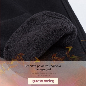 Női fleece-béléses leggings, fekete, magas derekú, meleg, vastag, karcsúsított fazon, tavasz–ősz–téli viseletre