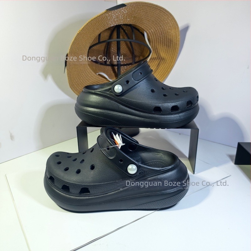 Női puff-stílusú vastag talpú magasságot növelő clogok, 5 cm, perforált strandcipők, könnyű, divatos papucsok