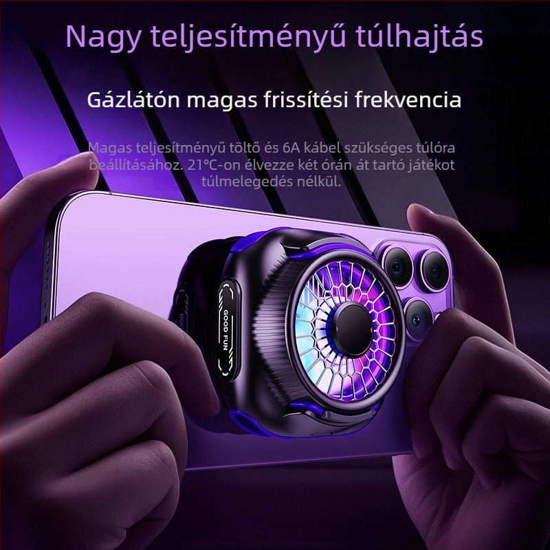 Mágneses telefonhűtő, kettős magos félvezető, hátulról rögzíthető klip, 125 g, 10W, Type-C interfész, ABS+metál, modell N26