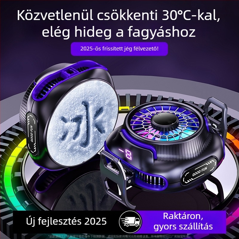 Mágneses telefonhűtő, kettős magos félvezető, hátulról rögzíthető klip, 125 g, 10W, Type-C interfész, ABS+metál, modell N26