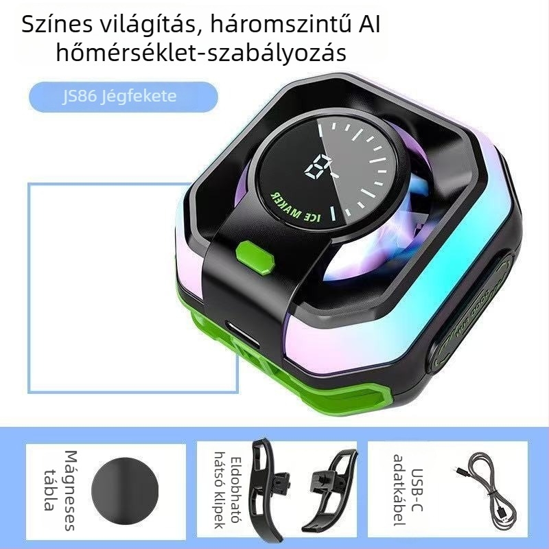 Mágneses telefonhűtő, kettős magos félvezető, hátulról rögzíthető klip, 125 g, 10W, Type-C interfész, ABS+metál, modell N26