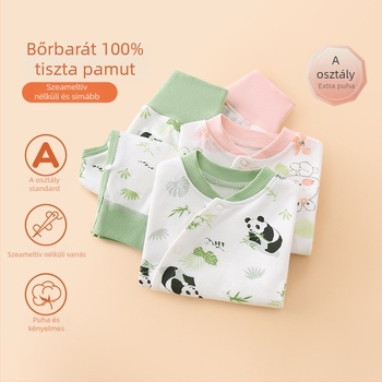 Baba pamut hosszú ujjú felső és nadrágos alvóruha szett, uniszex, 100% pamut, rajzfilm minta, A osztály